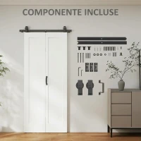 HOMCOM Ușă Glisantă Pliabilă Tip Carte cu Suprafață Vopsibilă, 90x210 cm, Albă(m-7)
