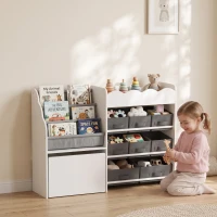 AIYAPLAY Organizador Infantil com Estante para Livros 8 Caixas de Tecido Gaveta com Rodas e Prateleira Branco(m-10)