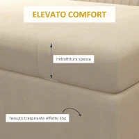 HOMCOM Panca Contenitore Rettangolare con Seduta Imbottita e Gambe in Acciaio, 110x44x49 cm, Beige(m-5)