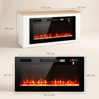 HOMCOM Elektrokamin mit Heizung, 12 Flammenfarben, TV-Schrank mit Kamin für TV bis 55 Zoll, 114 cm Weiß(m-3)