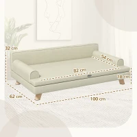 PawHut Canapé pour chien chat design scandinave coussin moelleux amovible pieds bois massif 100 x 62 x 32 cm beige(m-3)