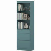 HOMCOM Bookcase with Drawers Adjustable Shelves Book Shelf for Study Living Room Light Green(m-15)