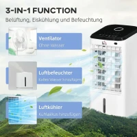 HOMCOM Min-Klimaatregelaar Airconditioner Ruimte Airconditioner, 3 Modi, Timerfunctie, 24,5 cm x 27 cm x 60 cm, Crèmewit + Zwart(m-5)