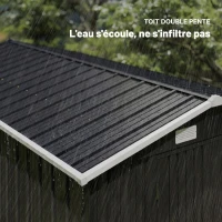 Outsunny Abri de Jardin en Métal 8,1m² Toit Pointu, Portes Verrouillables, 4 Aérations, 364x238x194cm, Gris Foncé(m-5)