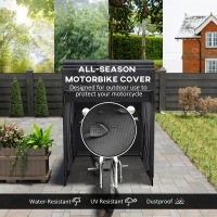 Outsunny Motorbike Shed, 345 x 135 x 191 cm Foldable Waterproof Motorcycle Storage Tent, 2 Mesh Windows, 600D Oxford, Black(m-4)