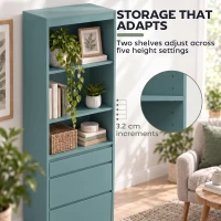 HOMCOM Bookcase with Drawers Adjustable Shelves Book Shelf for Study Living Room Light Green(m-5)