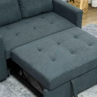 HOMCOM Loveseat Sofa Bed, Convertible Bed Settee with 2 Pillows, Side Pockets, Charcoal Grey(m-10)