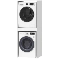 HOMCOM Dulap Compact pentru Mașină de Spălat și Uscător cu Suport Extensibil pentru Haine, Alb(m-12)