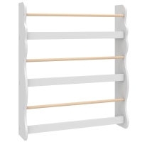 AIYAPLAY Estante de Livros Infantil de Parede com 3 Níveis, para Sala de Brincar, Sala de Estar e Cantinhos de Leitura, Branco, 3-8 Anos