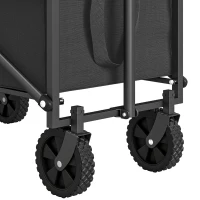 Outsunny Bolderkar Opvouwbaar Handkar 360° Tuinwagen met Verstelbare Handgreep Strandkar tot 60 kg voor Sport Winkelen Zwart(m-10)