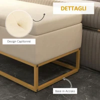 HOMCOM Panca Contenitore Rettangolare con Seduta Imbottita e Gambe in Acciaio, 110x44x49 cm, Beige(m-6)