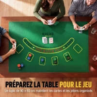SPORTNOW Mallette de Poker 500 Jetons 5 Valeurs, 2 Jeux de Cartes, Tapis de Jeu, Bouton Dealer, Blind, Alu, 31x17x11,5cm, Noir(m-6)