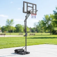 SPORTNOW Canasta de Baloncesto Exterior con Ruedas Altura Ajustable 235-305 cm Base Rellenable y Bolsa de Peso Negro(m-9)