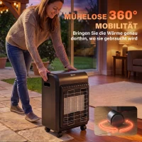 Outsunny Gasheater voor buiten 1,5-4,2 kW met wielen, 3 warmtestanden, 50 cm slang en drukregelaar(m-7)