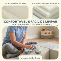 AIYAPLAY Conjunto de 4 Blocos de Espuma para Psicomotricidade Escalar e Gatinhar 1-3 Anos Cinza Claro e Bege(m-5)