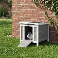 PawHut Kleintierstall Kleintierhaus mit Rampe Holz Grau(m-8)