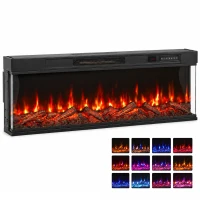 HOMCOM Elektrische haard met verwarming en 12 vlamkleuren, wandhaard met afstandsbediening, 127 cm(m-15)