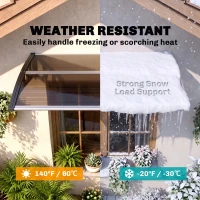 Outsunny Front Door Canopy Outdoor Awning Aluminium Rigid Plastic Polycarbonate Rain Shelter UV Water Rain Resistant 100 x 75cm Brown(m-6)