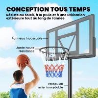 SPORTNOW Panier de Basket Extérieur Portable, Hauteur Réglable 1,35-3,05 m avec Manivelle, Base Stable, Panneau Incassable, Noir(m-6)