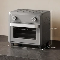 HOMCOM 10L Air Fryer Oven, Mini Oven, Grill, Roast, Bake, with Adjustable Temperature, Timer, 1000W, Grey(m-3)