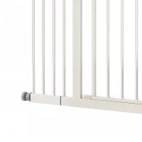 PawHut Pressure Fit Dog Stair Gate No Drilling Safety Gate Auto Close for Doorways, Hallways, 74-100cm Adjustable, 94cm Tall, White(m-13)