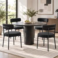 HOMCOM Lot de 4 chaises de salle à manger avec dossier en tissu pieds en acier 51 x 51 x 76 cm noir(m-2)