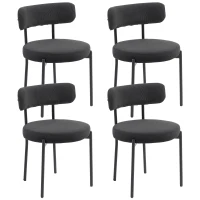 HOMCOM Lot de 4 chaises de salle à manger avec dossier en tissu pieds en acier 51 x 51 x 76 cm noir(m-10)