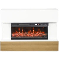 HOMCOM Șemineu Electric 117 cm cu 3 Laturi, pentru TV 55", 900/1800 W, 12 Culori Flacără 3D, Alb(m-1)