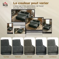 HOMCOM 2-Sitzer Schlafsofa 3-in-1, Click-Clack Schlafsofa aus Chenille mit verstellbarer Rückenlehne, Getränkehalter, dunkelgrau(m-4)