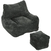 HOMCOM Vloerstoel met poef, frameloze cloud-fauteuil van chenille, met rugleuning en armleuningen(m-15)