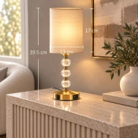 HOMCOM Bedside Lamp, Modern Crystal Decoration Table Lamp with PVC shade, USB A+C Charging Ports, Bulb Not Included, Gold Tone(m-3)