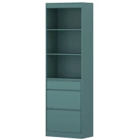 HOMCOM Bookcase with Drawers Adjustable Shelves Book Shelf for Study Living Room Light Green(m-1)