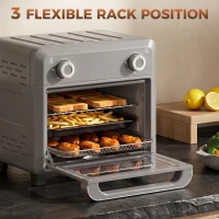 HOMCOM 10L Air Fryer Oven, Mini Oven, Grill, Roast, Bake, with Adjustable Temperature, Timer, 1000W, Grey(m-5)