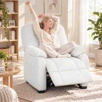 HOMCOM Cadeirão Relax Reclinável Elétrico Silencioso com Função Memória Apoio para os Pés Comando à Distância e Bolsos Laterais Creme(m-2)