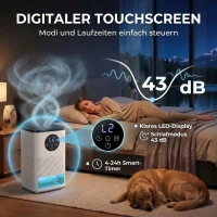 HOMCOM Elektrischer Luftentfeuchter Klein RGB-Licht Leiser Raumentfeuchter 1,4 L Weiß(m-7)
