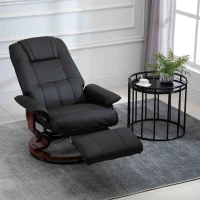 HOMCOM Reclining Swivel Chair, with Footrest - Black(m-10)