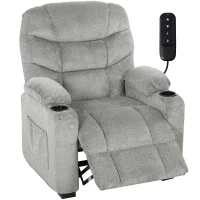 HOMCOM Sillón Relax Reclinable Eléctrico Silencioso con Función Memoria Reposapiés Mando a Distancia Bolsillos Laterales Gris(m-11)