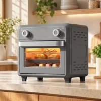 HOMCOM 10L Air Fryer Oven, Mini Oven, Grill, Roast, Bake, with Adjustable Temperature, Timer, 1000W, Grey(m-8)