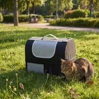 PawHut Bac à Litière Pliable Litière Voyage Chat Portable Couvercle Zippé Oxford 600D Imperméable Anti-Fuite 43x33x34cm Noir(m-11)