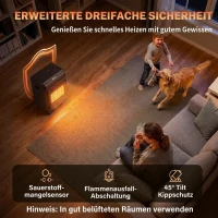 Outsunny Gasheater voor buiten 1,5-4,2 kW met wielen, 3 warmtestanden, 50 cm slang en drukregelaar(m-6)