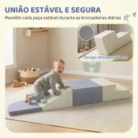 AIYAPLAY Conjunto de 4 Blocos de Espuma para Psicomotricidade Escalar e Gatinhar 1-3 Anos Cinza Claro e Bege(m-6)