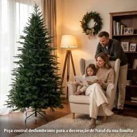 HOMCOM Árvore de Natal artificial 210 cm com 2080 Ramos Realistas Design Amplo e Ramos Articulados Verde(m-4)