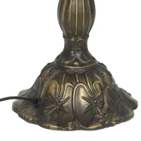 HOMCOM Tiffany Stained Glass Table Lamp, Handmade Antique Bedside Lamp for Bedroom, Living Room, Nightstand, Red Sunflower(m-10)