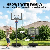 SPORTNOW Panier de Basket Extérieur Portable, Hauteur Réglable 1,35-3,05 m avec Manivelle, Base Stable, Panneau Incassable, Noir(m-8)