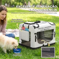 PawHut Transportadora Dobrável para Cão Pequeno e Gato para Carro, Cinzento Claro(m-7)
