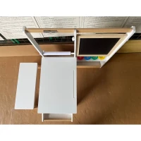 AIYAPLAY Mesa Infantil con Silla 5 en 1 con Pizarra Negra/Blanca y Rollo de Papel Almacenaje 4 Vasos de Pintura 3-8 Años Blanco(m-10)