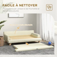 PawHut Canapé pour chien chat design scandinave coussin moelleux amovible pieds bois massif 100 x 62 x 32 cm beige(m-5)