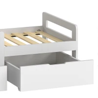 AIYAPLAY Wooden Kids Bed Frame with 2 Storage Drawers and Guard Rails for Ages 4-14, 144 x 76 x 57 cm (No Mattress), Grey(m-13)