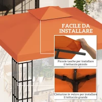 Outsunny Copertura per Gazebo 3x3 m a 2 Livelli in Poliestere Resistente con 8 Fori di Drenaggio, Rosso Ruggine(m-5)