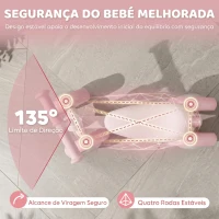 AIYAPLAY Bicicleta sem Pedais com Limite de Direção de 135°, Assento Ajustável, 4 Rodas EVA com Luzes, para Crianças de 1 a 2 Anos, Cor-de-Rosa(m-5)